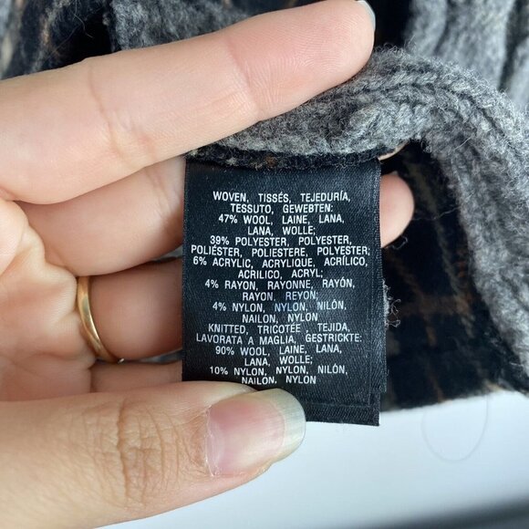 Anthropologie Moth Plaid Sweater Jacket Size S Wool Blend Zip Up Mixed Media - Picture 5 of 11